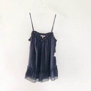 ⭐️ NEW JUICY COUTURE Seersucker Navy Top Studded Small